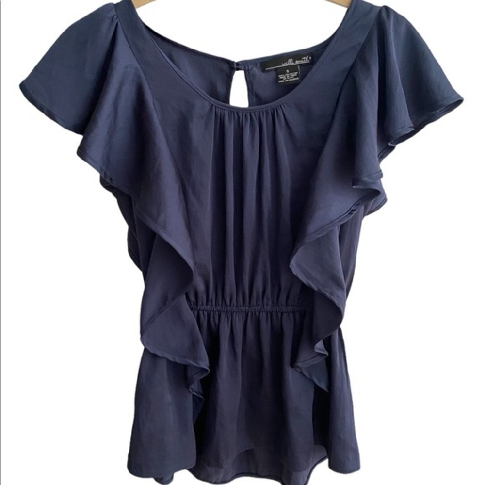 Butterfly Sleeve Silk Blouse - Purple